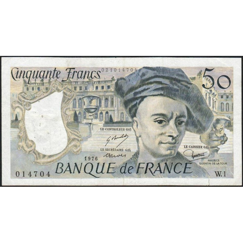 F 67-01 - 1976 - 50 francs - Quentin de la Tour - Série W.1 - Remplacement - Etat : TTB