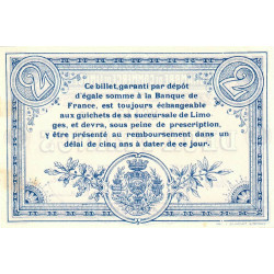 Limoges - Pirot 73-12a - 2 francs - Série C - 17/08/1914 - Etat : SUP+