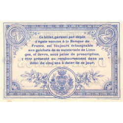 Limoges - Pirot 73-12b - 2 francs - Série E - 17/08/1914 - Etat : SUP+