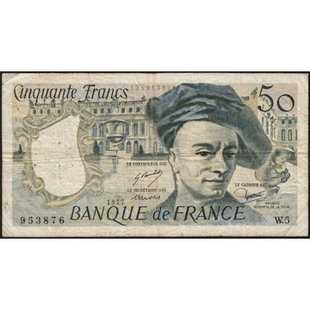 F 67-02 - 1977 - 50 francs - Quentin de la Tour - Série W.5 - Remplacement - Etat : TB-