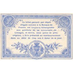 Limoges - Pirot 73-17 - 50 centimes - Série I - 17/08/1914 - Etat : SUP