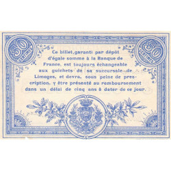 Limoges - Pirot 73-17 - 50 centimes - Série I - 17/08/1914 - Etat : SUP