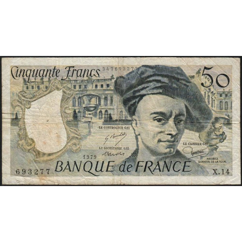 F 67-04 - 1979 - 50 francs - Quentin de la Tour - Série X.14 - Etat : B+
