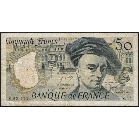 F 67-04 - 1979 - 50 francs - Quentin de la Tour - Série X.14 - Etat : B+
