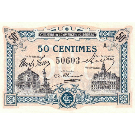 Limoges - Pirot 73-20 - 50 centimes - Série A - Sans date - Etat : NEUF