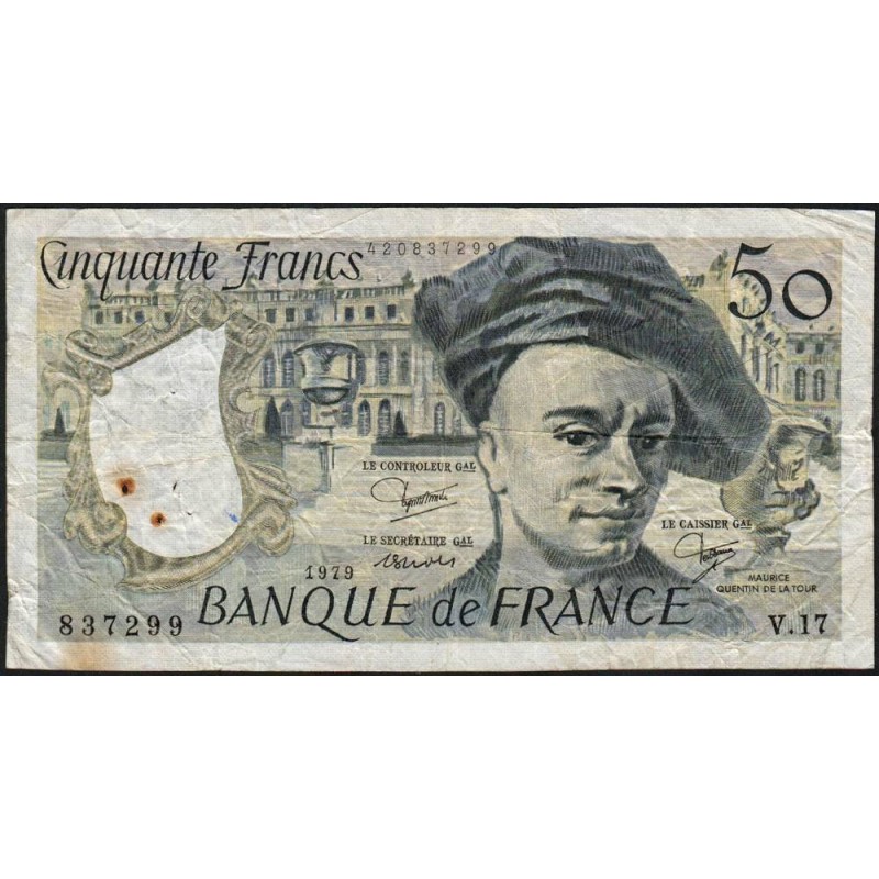 F 67-05 - 1979 - 50 francs - Quentin de la Tour - Série V.17 - Etat : B+