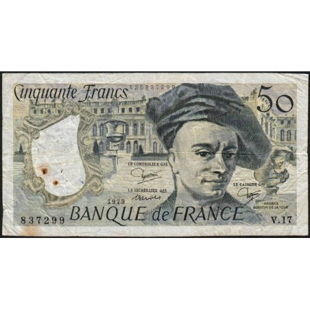 F 67-05 - 1979 - 50 francs - Quentin de la Tour - Série V.17 - Etat : B+
