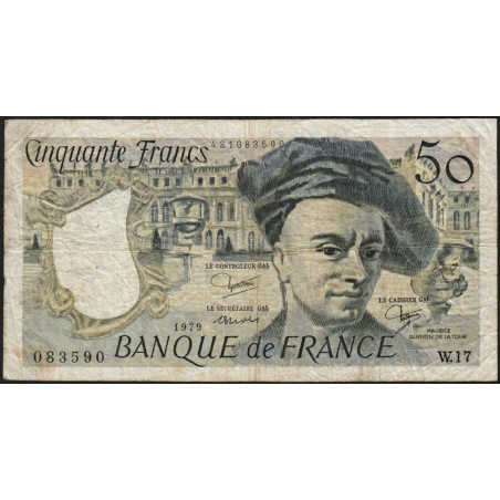 F 67-05 - 1979 - 50 francs - Quentin de la Tour - Série W.17 - Remplacement - Etat : B+