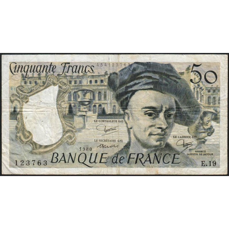 F 67-06 - 1980 - 50 francs - Quentin de la Tour - Série E.19 - Etat : TB