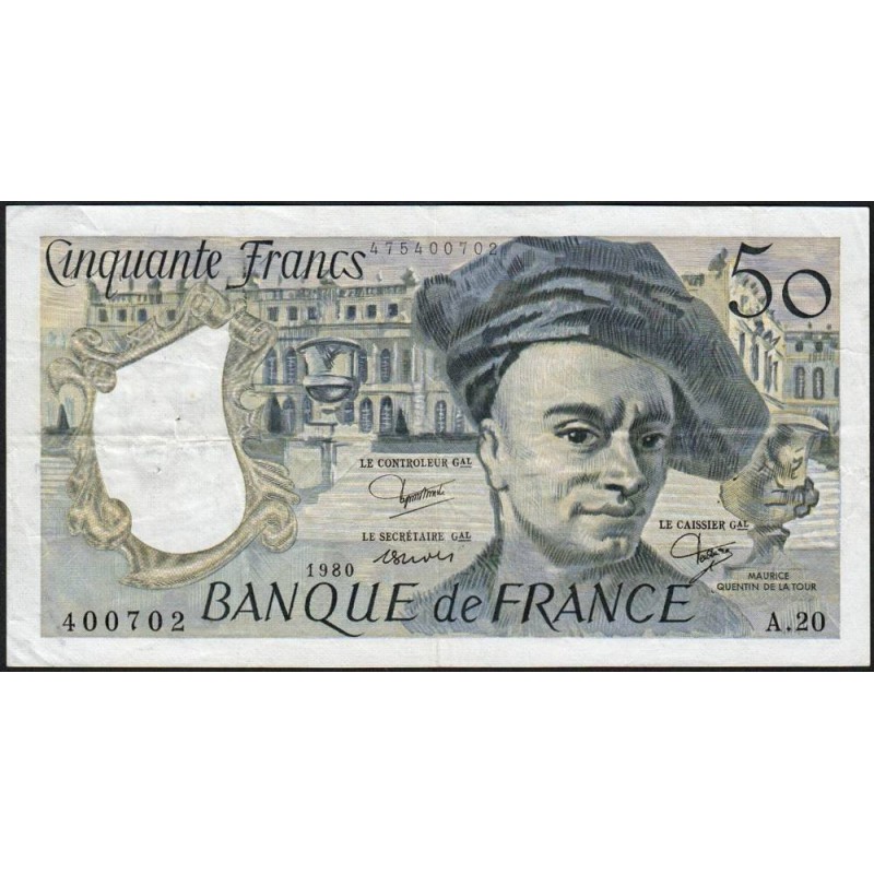F 67-06 - 1980 - 50 francs - Quentin de la Tour - Série A.20 - Etat : TTB