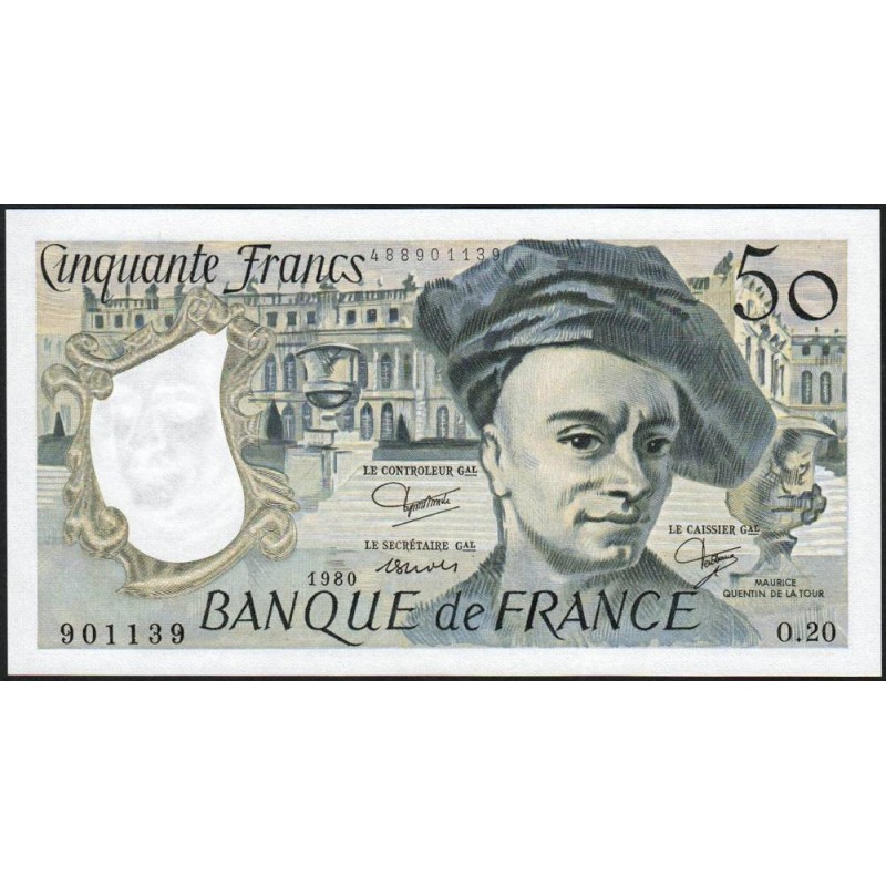 F 67-06 - 1980 - 50 francs - Quentin de la Tour - Série O.20 - Etat : NEUF