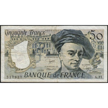 F 67-06 - 1980 - 50 francs - Quentin de la Tour - Série A.21 - Etat : TB