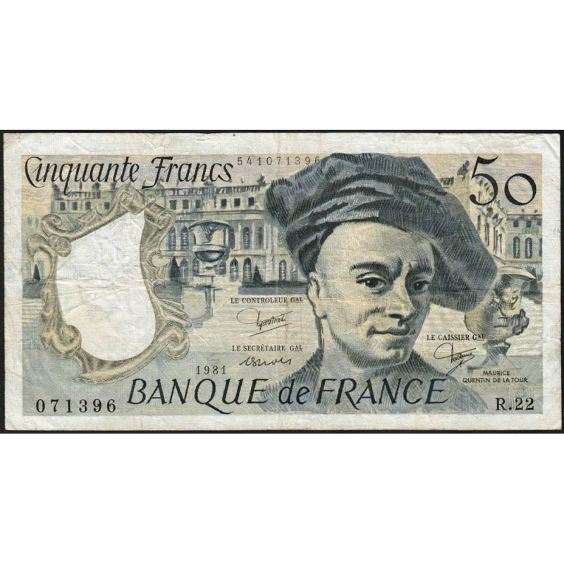 F 67-07 - 1981 - 50 francs - Quentin de la Tour - Série R.22 - Etat : TB-