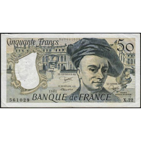 F 67-07 - 1981 - 50 francs - Quentin de la Tour - Série X.22 - Etat : TTB-