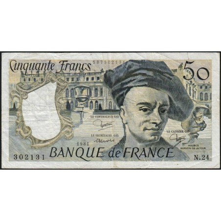 F 67-07 - 1981 - 50 francs - Quentin de la Tour - Série N.24 - Etat : TB