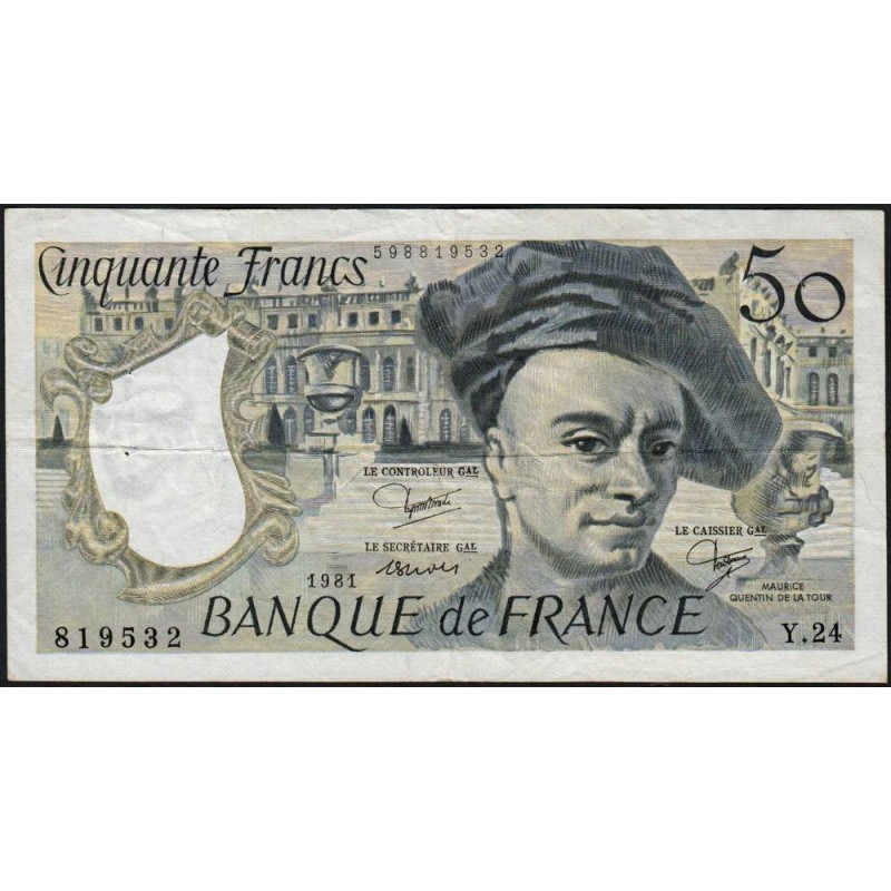 F 67-07 - 1981 - 50 francs - Quentin de la Tour - Série Y.24 - Etat : TB+