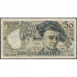 F 67-08 - 1982 - 50 francs - Quentin de la Tour - Série A.28 - Etat : TB-