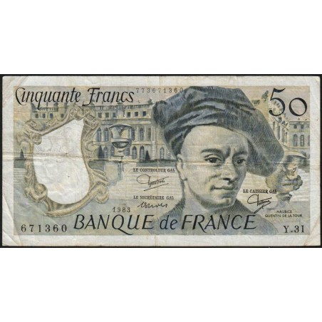 F 67-09 - 1983 - 50 francs - Quentin de la Tour - Série Y.31 - Etat : TB-
