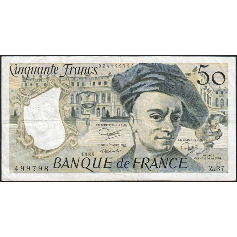 F 67-10 - 1984 - 50 francs - Quentin de la Tour - Série Z.37 - Etat : TB+