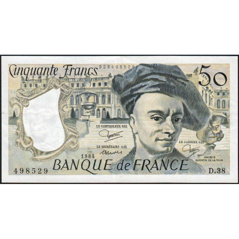 F 67-10 - 1984 - 50 francs - Quentin de la Tour - Série D.38 - Etat : TTB+