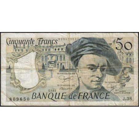 F 67-10 - 1984 - 50 francs - Quentin de la Tour - Série J.38 - Etat : B+
