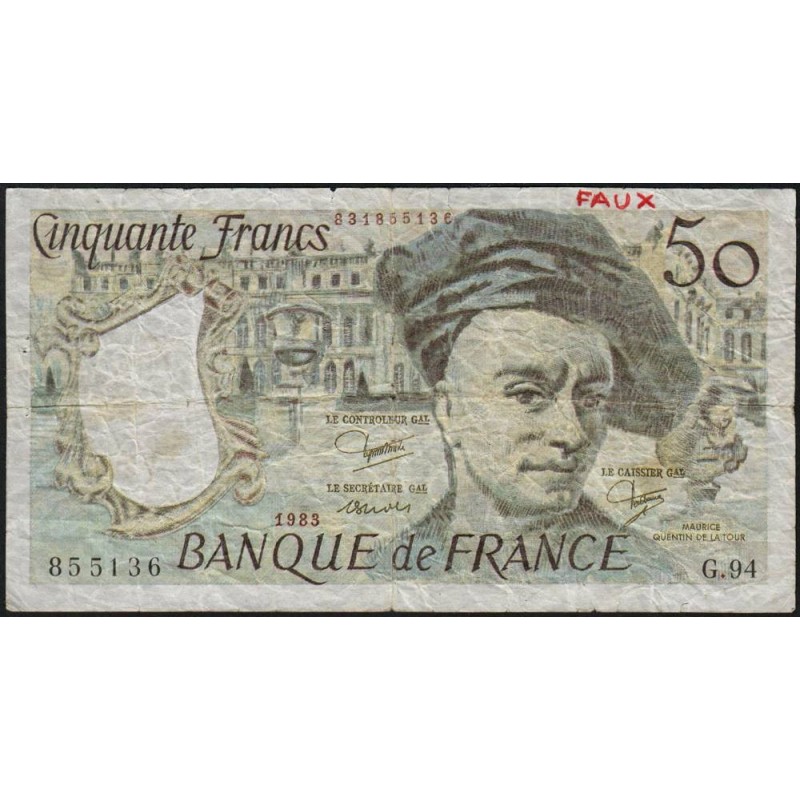 F 67-09 - 1983 - Faux 50 francs - Quentin de la Tour - Série G.94 - Etat : TB-