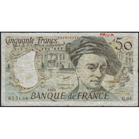 F 67-09 - 1983 - Faux 50 francs - Quentin de la Tour - Série G.94 - Etat : TB-