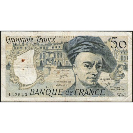 F 67-11 - 1985 - 50 francs - Quentin de la Tour - Série W.41 - Remplacement - Etat : TB