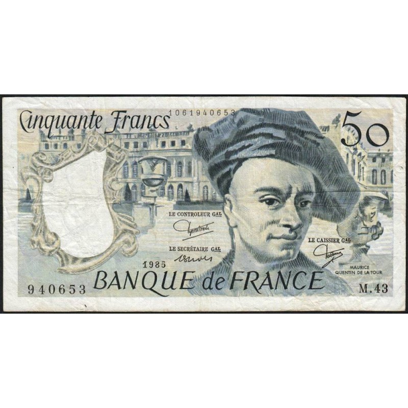 F 67-11 - 1985 - 50 francs - Quentin de la Tour - Série M.43 - Etat : TB+