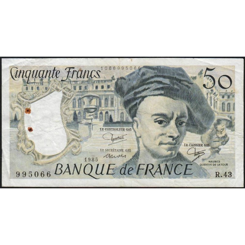 F 67-11 - 1985 - 50 francs - Quentin de la Tour - Série R.43 - Etat : TB+