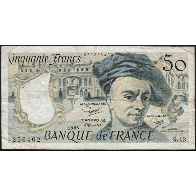 F 67-11 - 1985 - 50 francs - Quentin de la Tour - Série S.43 - Etat : TB