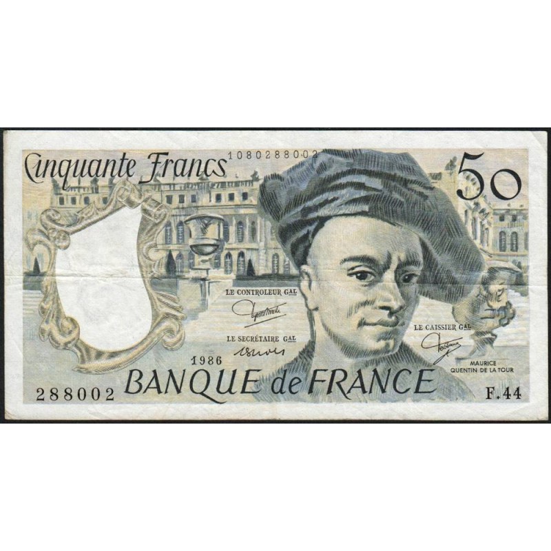 F 67-12 - 1986 - 50 francs - Quentin de la Tour - Série F.44 - Etat : TTB-