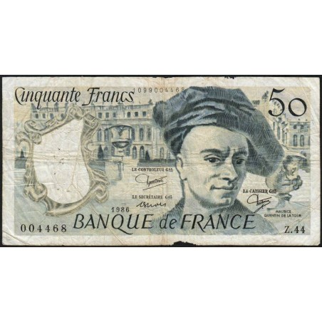 F 67-12 - 1986 - 50 francs - Quentin de la Tour - Série Z.44 - Etat : B+