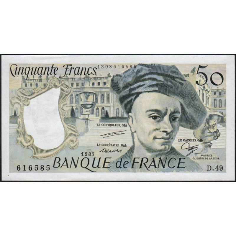 F 67-13 - 1987 - 50 francs - Quentin de la Tour - Série D.49 - Etat : pr.NEUF