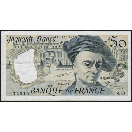 F 67-13 - 1987 - 50 francs - Quentin de la Tour - Série N.49 - Etat : TB+