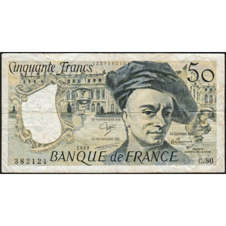 F 67-14 - 1988 - 50 francs - Quentin de la Tour - Série C.50 - Etat : TB