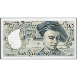 F 67-14 - 1988 - 50 francs - Quentin de la Tour - Série J.50 - Etat : SUP+