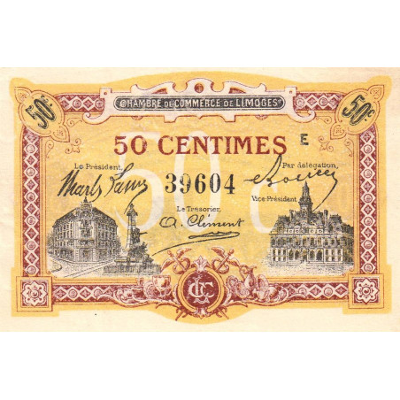 Limoges - Pirot 73-23 - 50 centimes - Série E - Sans date - Etat : SUP+