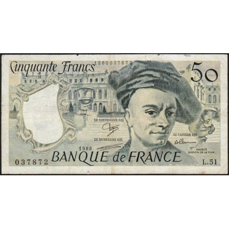 F 67-14 - 1988 - 50 francs - Quentin de la Tour - Série L.51 - Etat : TB+