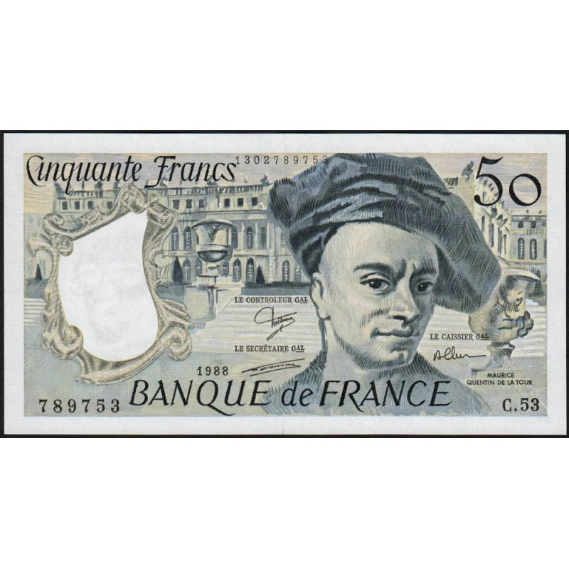 F 67-14 - 1988 - 50 francs - Quentin de la Tour - Série C.53 - Etat : SUP+