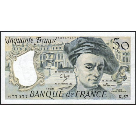 F 67-15 - 1989 - 50 francs - Quentin de la Tour - Série K.57 - Etat : SUP