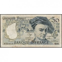F 67-16 - 1990 - 50 francs - Quentin de la Tour - Série W.60 - Remplacement - Etat : TB-