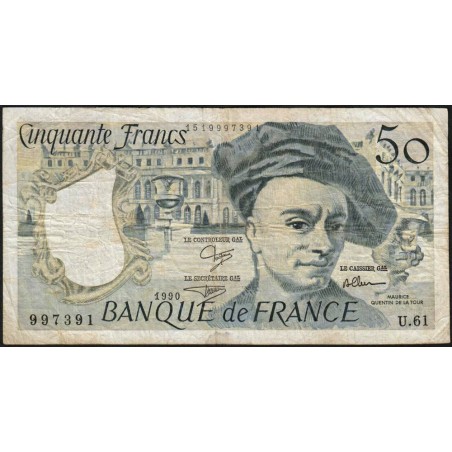 F 67-16 - 1990 - 50 francs - Quentin de la Tour - Série U.61 - Etat : TB-