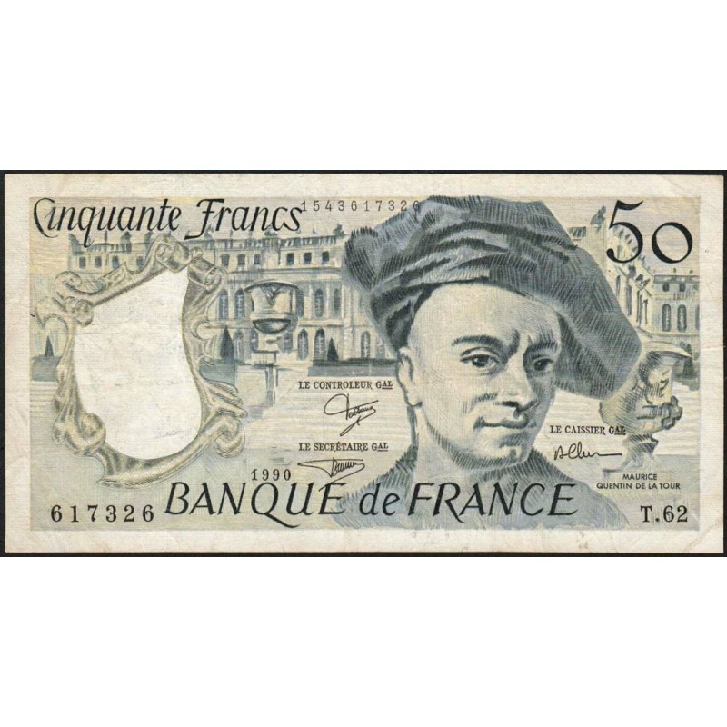 F 67-16 - 1990 - 50 francs - Quentin de la Tour - Série T.62 - Etat : TB