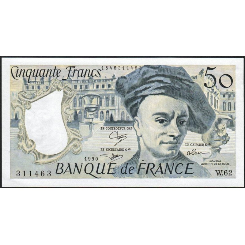 F 67-16 - 1990 - 50 francs - Quentin de la Tour - Série W.62 - Remplacement - Etat : SPL+