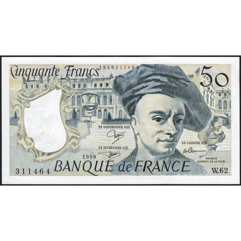 F 67-16 - 1990 - 50 francs - Quentin de la Tour - Série W.62 (remplacement) - Etat : pr.NEUF