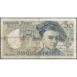 F 67-17 - 1991 - 50 francs - Quentin de la Tour - Série E.63 - Etat : TB-