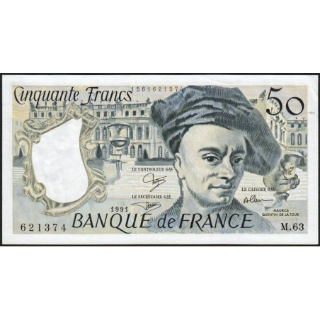 F 67-17 - 1991 - 50 francs - Quentin de la Tour - Série M.63 - Etat : TTB+