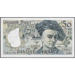 F 67-17 - 1991 - 50 francs - Quentin de la Tour - Série L.64 - Etat : SUP+