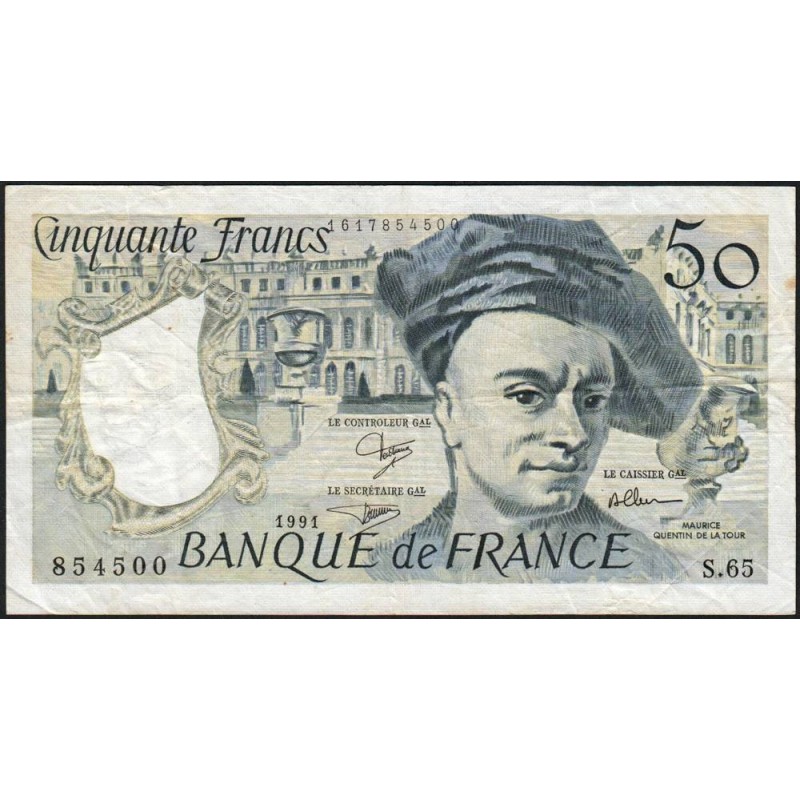 F 67-17 - 1991 - 50 francs - Quentin de la Tour - Série S.65 - Etat : TB